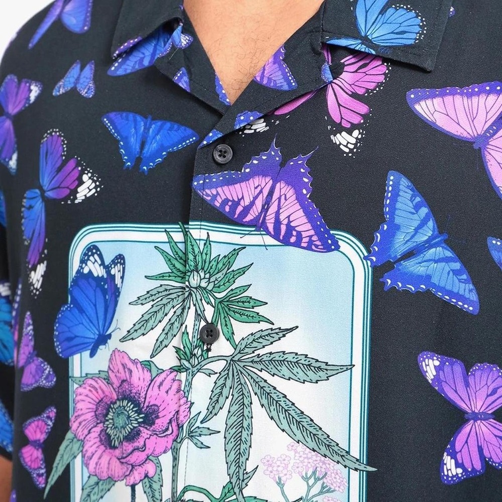 HUF Black and Blue Butterfly Woven Shirt